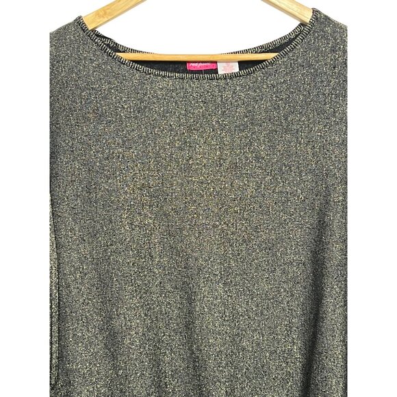 Red Paint Women Metallic Gold Gray Large Knit Sweater Cotton & Lurex Sparkly - Picture 16 of 16